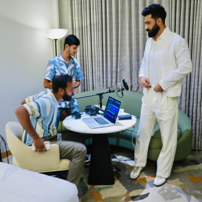 film dubbing service session with Vicky Kaushal for Bad News movie